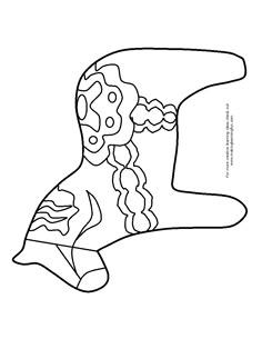 a drawing of a woman's boot with braids and flowers on the side