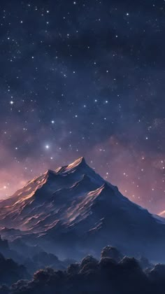 a mountain with stars in the sky