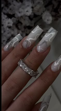 Carcase Iphone, Milky Nails, Short Gel Nails, Silver Nails, Square Acrylic Nails, Funky Nails, Dope Nails, Best Acrylic Nails