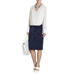 Take your look seamlessly from work to play with this elegant pencil skirt. High-rise waist. Elasticized waistband. Seams at front. Pencil silhouette. Exposed center back zipper closure. Novelty: Polyester, Spandex. Machine Wash. Chic Stretch Skirt For Office, Elegant Business Casual Skirt For Fall, Modern Skirt For Business Casual, Chic Stretch Mini Skirt For Office, Versatile Lined Skirt For Workwear, Semi-formal Relaxed Pencil Skirt, Modern Pencil Skirt For Business Casual, Elegant Stretch Mini Skirt For Office Wear, Formal Office Stretch Skirt