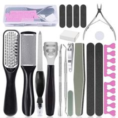 Kit Manicure Pedicure Profissional - 21 peças - beleza - Azzure Company Professional Pedicure, Foot Files, Emerald Nails, Dead Skin Removal, Pedicure At Home, Callus Remover