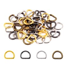 PRICES MAY VARY. ★ D-rings are suitable for making belts, harnesses and clothes, luggage belts and backpacks. ★ Made of alloy materials, work fine, Not welded, many function D-rings. ★ Specifications are classified in a variety of sizes to suit different individual needs. ★ Exquisite craft double-sided plating seal oil, durable, not easy to fade. ★ These D rings are equal quantities of each size. you will get 120Pcs D rings, Each colors has 30Pcs, Including Gold, Bronze, Gun-Black, Sliver. So ma Belt Bag Diy, Diy Dog Collar, Collars Diy, D Rings, Sewing Notions, Diy Accessories, Diy Bag, D Ring, Metal Rings