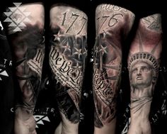 California Tattoos, Marine Tattoos, Statue Of Liberty Tattoo, Grandfather Tattoo, Portrait Tattoo Sleeve