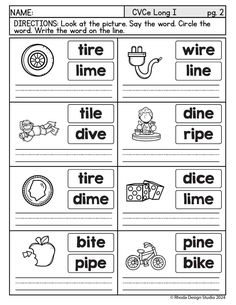 worksheet for beginning with words and pictures