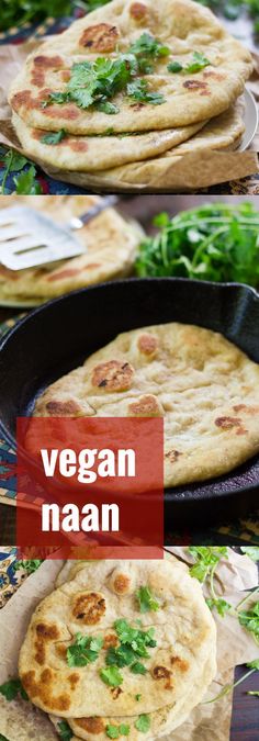 Vegan Naan Vegan Garlic Naan, Naan Recipes, Garlic Naan, Makanan Diet, Challah, Bakery Recipes