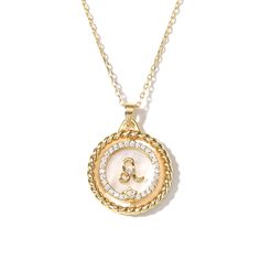 PRICES MAY VARY. ZODIAC NECKLACE DETAILS : Materials: 14K Gold on Brass, Shell, Cubic Zirconia. Measurements: Length: 17.72"(45.0cm) + Extender: 1.97"(5.0cm). Weight: 4.52g. ZODIAC NECKLACE DESIGN : This zodiac necklace features brass shells and is astrology-inspired. Our constellation necklace combines cosmic charm and timeless style, It's a unique gift that will make you shine. ZODIAC NECKLACE : Virgo necklace, Virgo necklace for women, Virgo constellation necklace, Aquarius necklace, zodiac n Elegant Zodiac Sign Charm Necklace With Round Pendant, Gold Plated Zodiac Sign Round Necklaces, Gold Zodiac Sign Jewelry, Elegant Zodiac Sign Initial Pendant Necklace, Gold Zodiac Sign Necklaces For Birthday, Gold Zodiac Sign Necklaces For Birthdays, Gold Zodiac Sign Initial Pendant Jewelry, Gold Round Initial Necklace For Birthday, Gold Initial Necklace With Round Birthstone