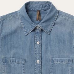 A denim shirt is a year-round essential. Ours is crafted with authentic details like spade-shaped patch pockets at the front, and contrast stitching throughout. Pair it with jeans for a relaxed denim-on-denim look, or dress it up with a favorite skirt and a tee. 100% Cotton Lightweight 2 Front Patch Pockets Straight Back Yoke With Two Pleats Contrast Stitching Single Button Cuffs Imported Blue Classic Shirt With Patch Pockets, Classic Blue Shirt With Patch Pockets, Classic Denim Tops Pre-washed, Classic Pre-washed Denim Tops, Classic Collared Washed Blue Denim Jacket, Classic Light Wash Relaxed Fit Denim Jacket, Everyday Light Wash Chambray Denim Top, Classic Chambray Button-up Denim Top, Classic Collared Denim Top With Pockets