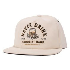 Shootin' Hand Hat – Sendero Provisions Co. Artist Merch, Old Western, Accessory Design, White Baseball Cap, Panel Screen, Hat Design, White Caps, Business Idea, Screen Printing Designs