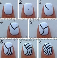 Volleyball Nail Art, Volleyball Nails, Nailart Tutorial, Unghie Sfumate, Volleyball Stuff, Curved Nails, Matte Nail Polish, Nails Simple