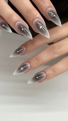 Vampire Nails, Concert Nails, Purple Acrylic Nails, Spring Nail Designs, Goth Nails, Brighter Days, Studded Nails