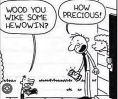 the cartoon shows two people talking to each other and one is saying wood you like some he