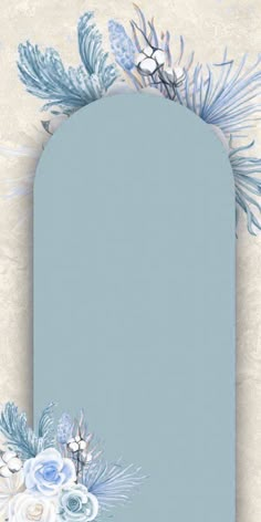 an ornate blue and white frame with flowers