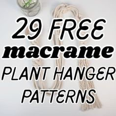 the text reads 29 free macrame plant hanger patterns on a white background