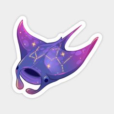 a purple fish with stars on it's back