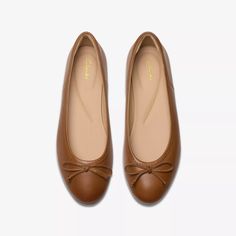 Womens Fawna Lily Tan Leather Ballerina Shoe | Clarks US Chic Brown Ballet Flats With Removable Insole, Elegant Brown Ballet Flats With Removable Insole, Elegant Brown Ballet Flats With Round Toe, Classic Brown Ballet Flats, Classic Formal Ballet Flats With Textured Sole, Chic Slip-on Ballet Flats With Leather Lining, Elegant Ballet Flats With Cushioned Footbed For Work, Chic Brown Ballet Flats With Round Toe, Brown Ballet Flats With Bow