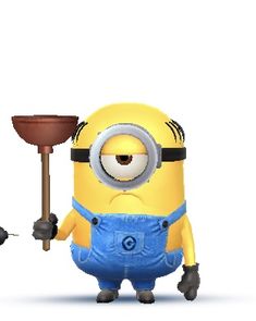 a minion holding a spatula next to another cartoon character