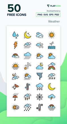 the weather icons are displayed on a white background