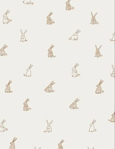 an image of rabbits in the grass on a white background with brown outlines for wallpaper