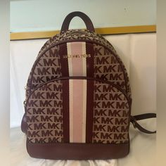 Mk Brown, Light Pink, Dark Purple Used A Few Times Good Condition Pink Dark, Dark Purple, Medium Size, Pink Purple, Light Pink, Michael Kors, Bag Lady, Backpacks, Purple