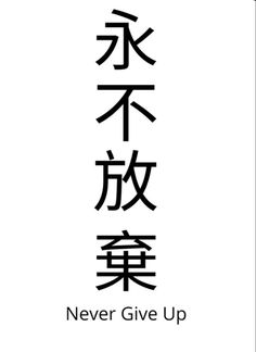 the words never give up written in chinese characters