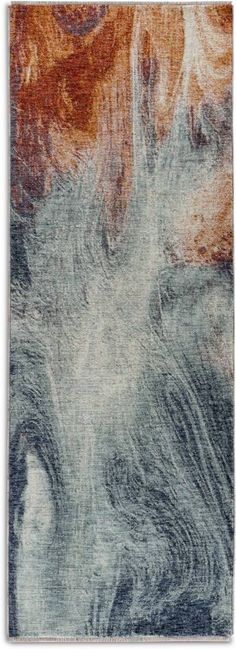 an abstract painting with orange and blue colors on the bottom half of it, in grey tones