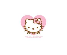 an image of hello kitty with heart background