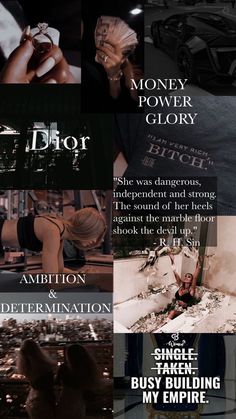 a collage of different images with the words dior and other things in them