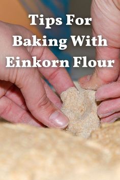 two hands reaching for bread with the words tips for baking with elmborn flour