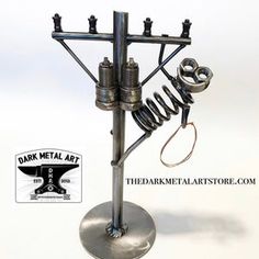 the metal art is designed to look like it's made out of various parts