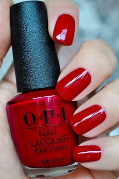 Opi Red Nail Polish, Red Nails Ideas, Cherry Red Nails, Best Nail Polish Colors, Nail Art Designs For Beginners, Red Gel Nails, Opi Nail Colors, Easy Nail Art Designs, Fourth Of July Nails