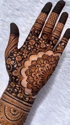 the hand is decorated with intricate designs