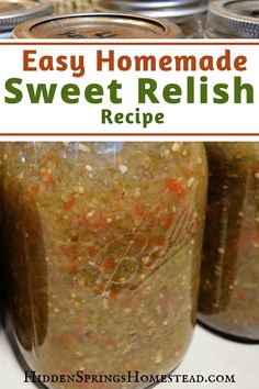 homemade sweet relish recipe in mason jars