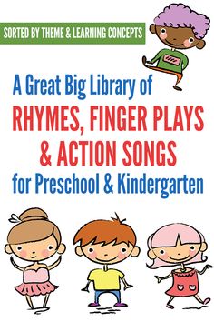 A huge collection of children's rhymes, finger plays and action songs sorted into themes - counting, colors, shapes, seasons, holidays & more. Action Songs For Preschool, Preschool Counting Songs, Christmas Songs For Toddlers, Preschool Fingerplays, Songs For Preschool, Counting Songs, Preschool Counting, Kindergarten Songs, Classroom Songs