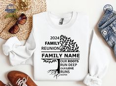 Personalized Family Reunion Tree 2024 T-shirt, Our Roots Run Deep Sweatshirt, Our Love Runs Deeper Hoodie, Family Name Shirt, Family Tree 🌟 WELCOME TO MODE PARAGON! 🌟 🤗 Are you in search of delightful, personalized, and cozy outfits for your loved ones? You're in the right place! 🌈✨ At Mode Paragon, we prioritize customer service and are here to assist you every step of the way. If you have any questions, don't hesitate to reach out - we're always ready to respond promptly! 💖 🛍️ ORDERING W Family Reunion Tree, Cozy Outfits, Love Run, Toddler Hoodie, Family Name, Personalized Family, Family Reunion, American Made, Family Tree