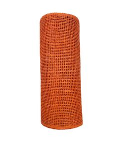 a roll of orange woven fabric on a white background