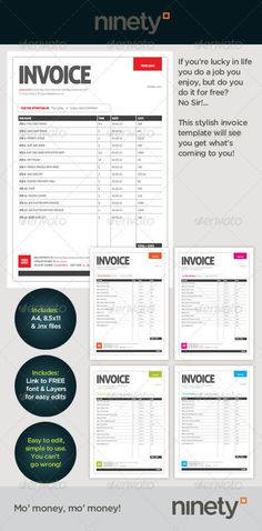 an invoice form is shown on the front and back of this brochure