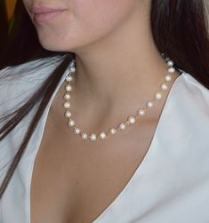 This elegant pearl necklace is a must have to complete any outfit. Timeless and elegant you'll never get bored of this necklace.PRODUCT DETAILSMaterials: fresh water pearls Closure: Toggle clasp Silver Pearl Necklace, Fresh Water Pearls, Water Pearls, Toggle Clasp, Silver Necklaces, Fresh Water, Freshwater Pearls, Pearl Necklace, Water