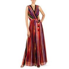 Donna Ricco Striped Belted Maxi Dress Orange Multi 6 *Sash Not Included Belted Maxi Dress, Stretch Mini Dress, Black Lace Mini Dress, Blue Dress Women, Satin Cocktail Dress, Womens Sheath Dress, Fall Photo, Maxi Dress Online, Dress Orange