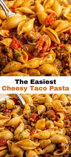 the easy cheesy taco pasta is ready to be eaten