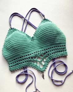 the bra is crocheted and ready to be sewn on with some scissors