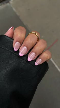 Pink Tip Nails, February Nails, Summery Nails, Cute Gel Nails, Pink Nail