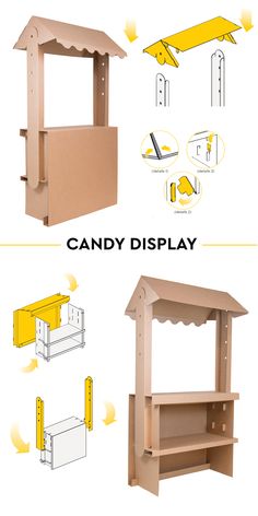 Candy display Cardboard Exhibition, Cardboard Forts, Counter Side, Stand Feria, Candy Stand, Candy Display, Sign Display, Eco Design