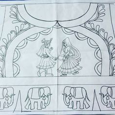 an elephant and girl are depicted in this coloring page