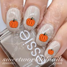 Autumn Nails Pumpkin Nail Water Decals Autumn Nails Black, Autumn Nails Pumpkin, Nails Pumpkin, Spice Nails, Pumpkin Nail, Nail Art Halloween, Nail Water Decals, Thanksgiving Nail Art, Disney Silhouette