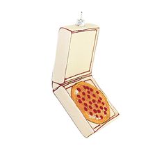 an ornament shaped like a pizza in a box