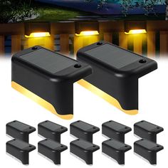 10 pack solar powered outdoor wall lights with motion sensor for garden or yard use - black