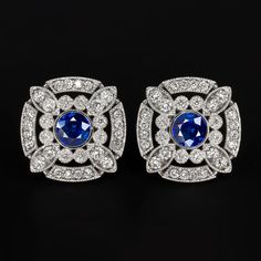 NATURAL SAPPHIRE DIAMOND STUD EARRINGS ART DECO VINTAGE BLUE WHITE GOLD ANTIQUE Elegant Blue Diamond Cut Earrings, Elegant Blue Platinum Earrings, Elegant Blue Round Cut Earrings, Sapphire Diamond-cut Earrings, Blue Diamond Cut Earrings, Blue Diamond Earrings With Diamond Cut, Classic Blue Platinum Earrings, Classic Blue Diamond-cut Earrings, Classic Blue Diamond Cut Earrings