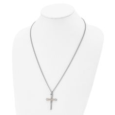 Celebrate and honor all special occasions with jewelry of religious significance! Our collection of spiritually inspired designs that show faith, hope and devotion are perfect for commemorating life's milestones. This two-tone stainless steel necklace features a 14k yellow gold anchor chain accent design on a polished passion cross pendant that is approximately 30mm (1 3/16 inch) in width by 48mm (1 13/16 inches) in length, which includes the bail. It hangs on a 3mm width by 24-inch-long polishe Anchor Chain, Bow Jewelry, Gold Accent, Steel Necklace, Jewelry Companies, Faith Hope, Black Bow, Stainless Steel Necklace, Milestones