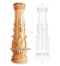 an ornate gold pedestal with carvings on the top and bottom, along with measurements for each column