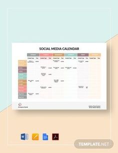 a social media calendar is displayed on a table